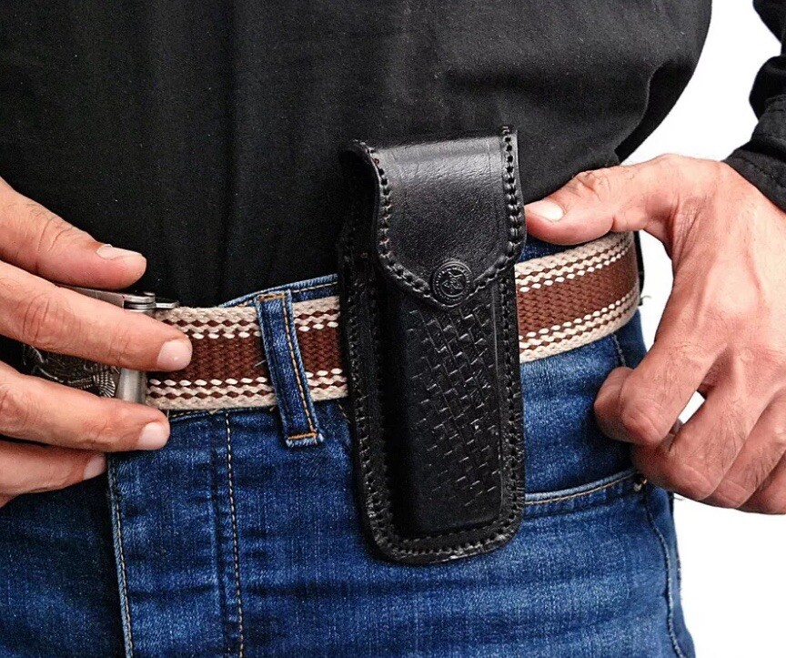 5″ Vintage Dark Brown Black Sheath for Buck 110 Pocket Folding Knife Pouch