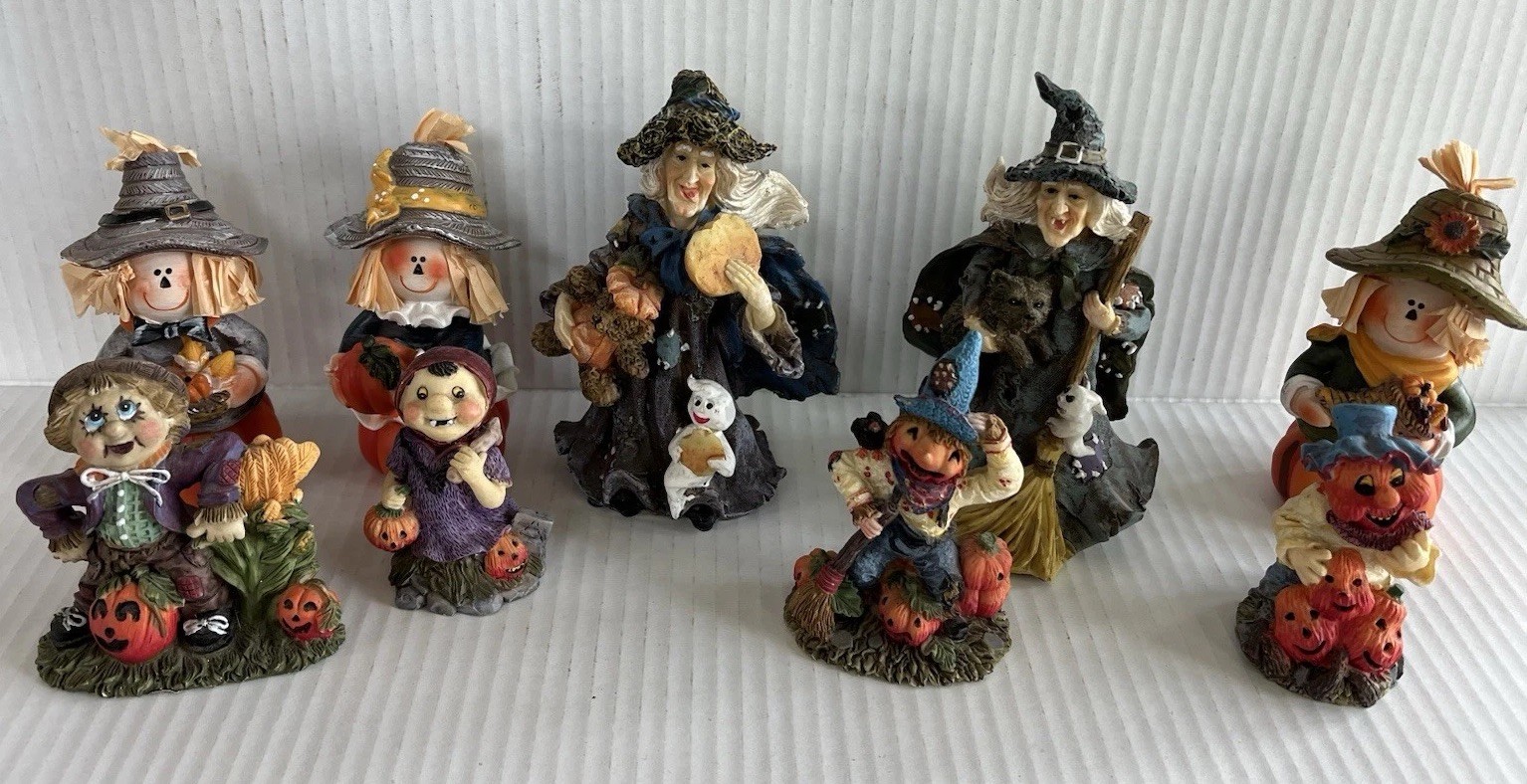 K’s Collection Witty Witches And More Resin Figurines 3”-6” Halloween Lot Of 9