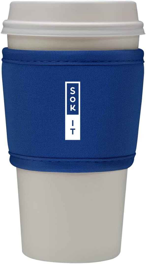 Insulated Coffee Cup Sleeve Reusable Neoprene Hot Cold Drink Holder Blue Travel