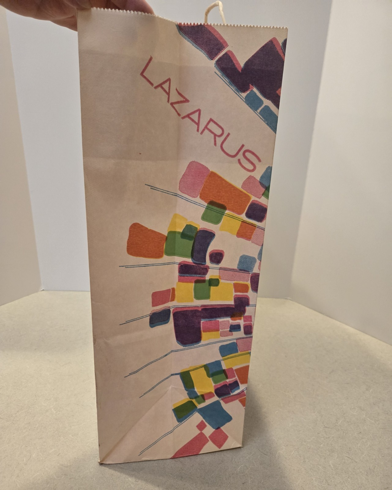 Vintage LAZARUS Department Store Paper Shopping Bag Rainbow Columbus Ohio