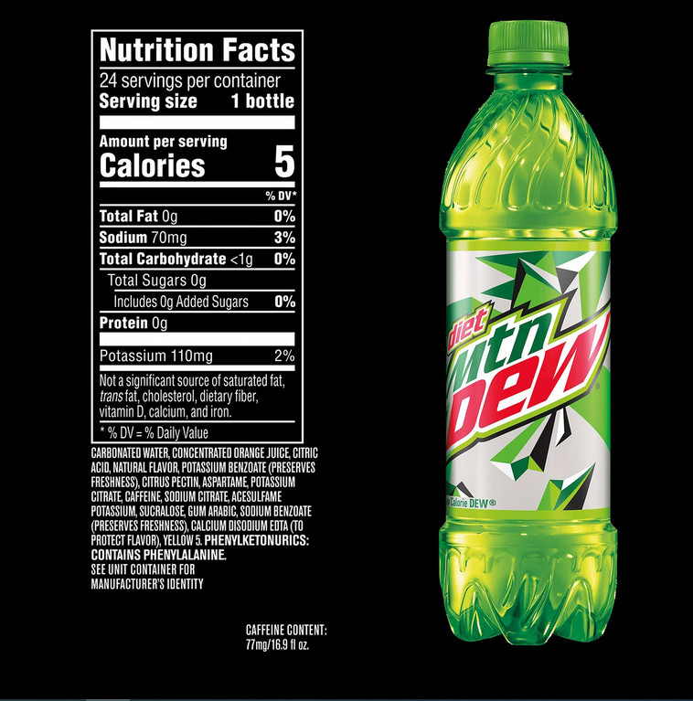 Diet Mountain Dew 16.9 fl. oz., 24 pk.