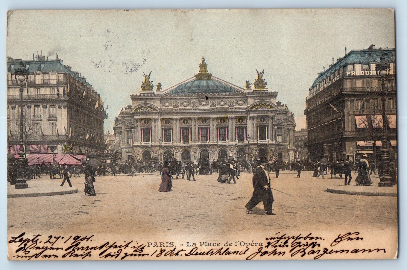 Paris Île-de-France France Postcard Opera Square 1901 Antique Posted