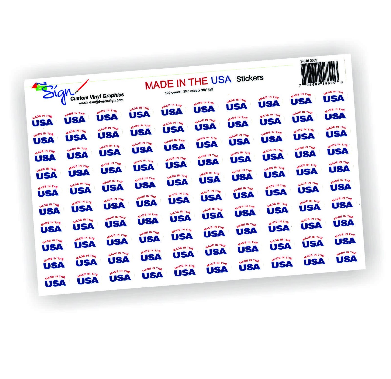 Oval Shape | Made in USA sticker | 100 count | .375″ x .75″ | outdoor safe label