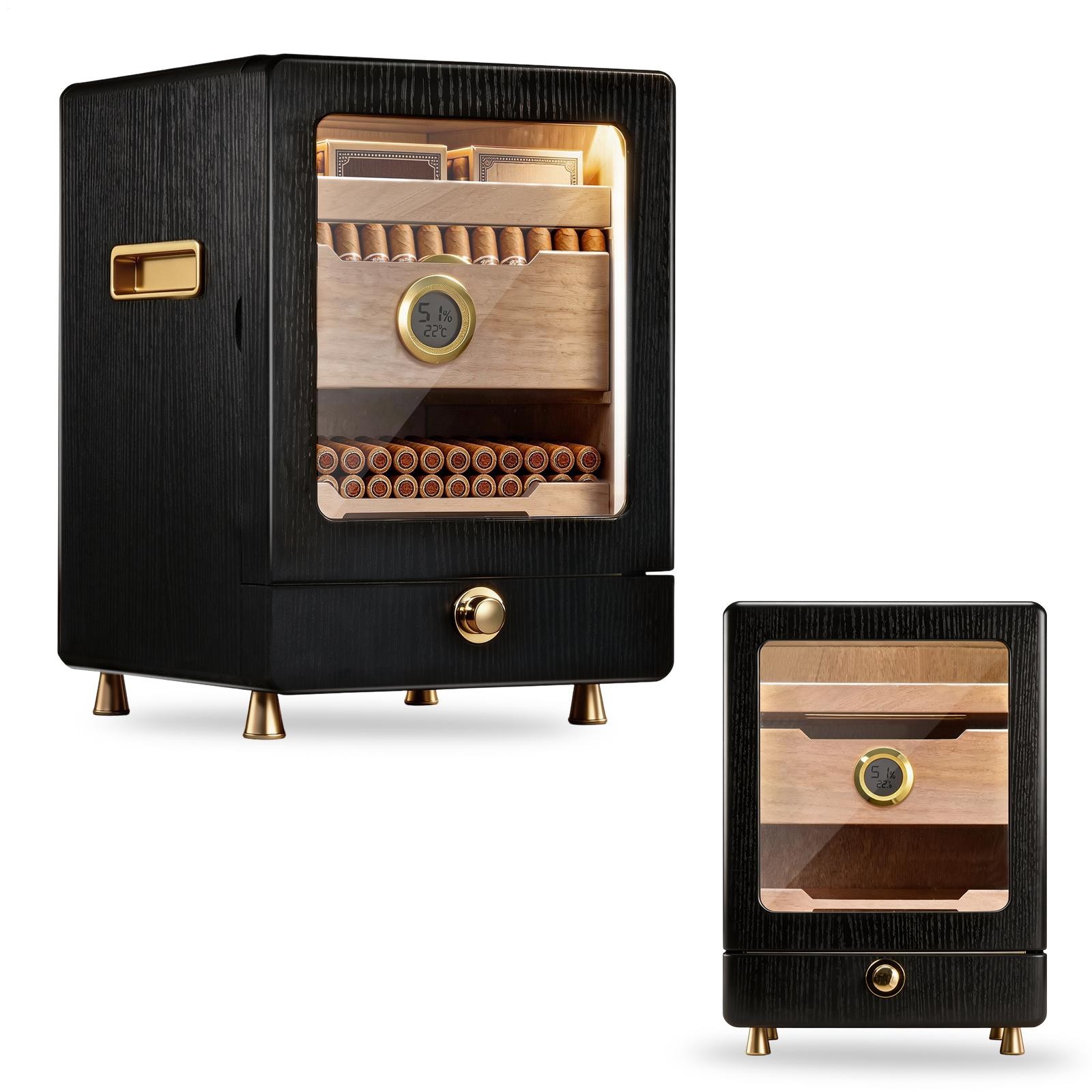 Electric Cigar Humidor Cabinet w/ Spanish Cedar Wood Shelves, 150 Capacity