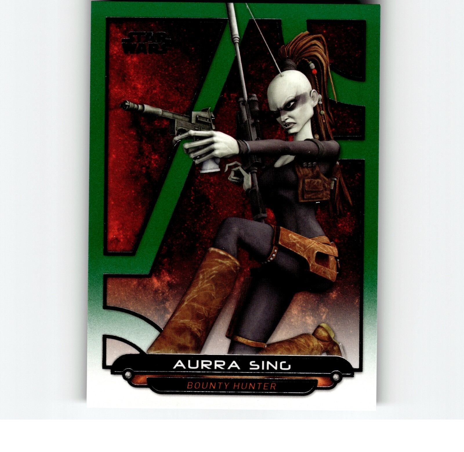 4-02-08 PWE. 2018 star wars galactic files GREEN /199 #acw-38 aurra sing