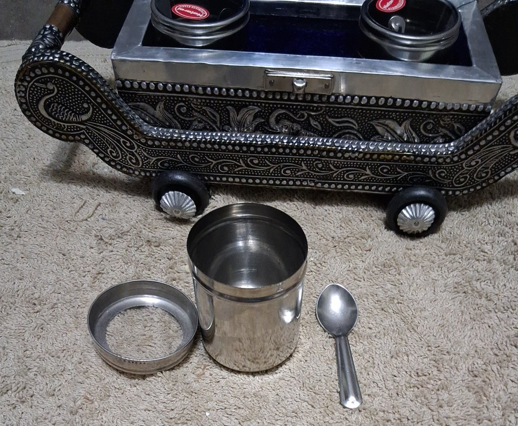 NATARAJ Spice Cart w/3 Stainess Steel Containers With Spoons