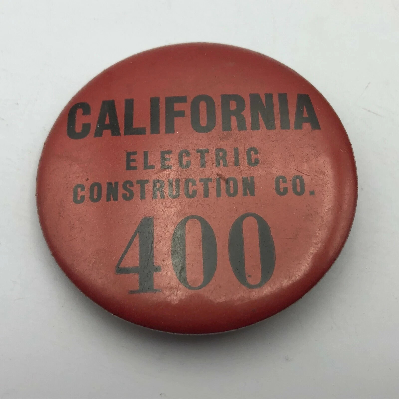 Pinback California Electric Construction Company Employee ID Badge Pin Vintage