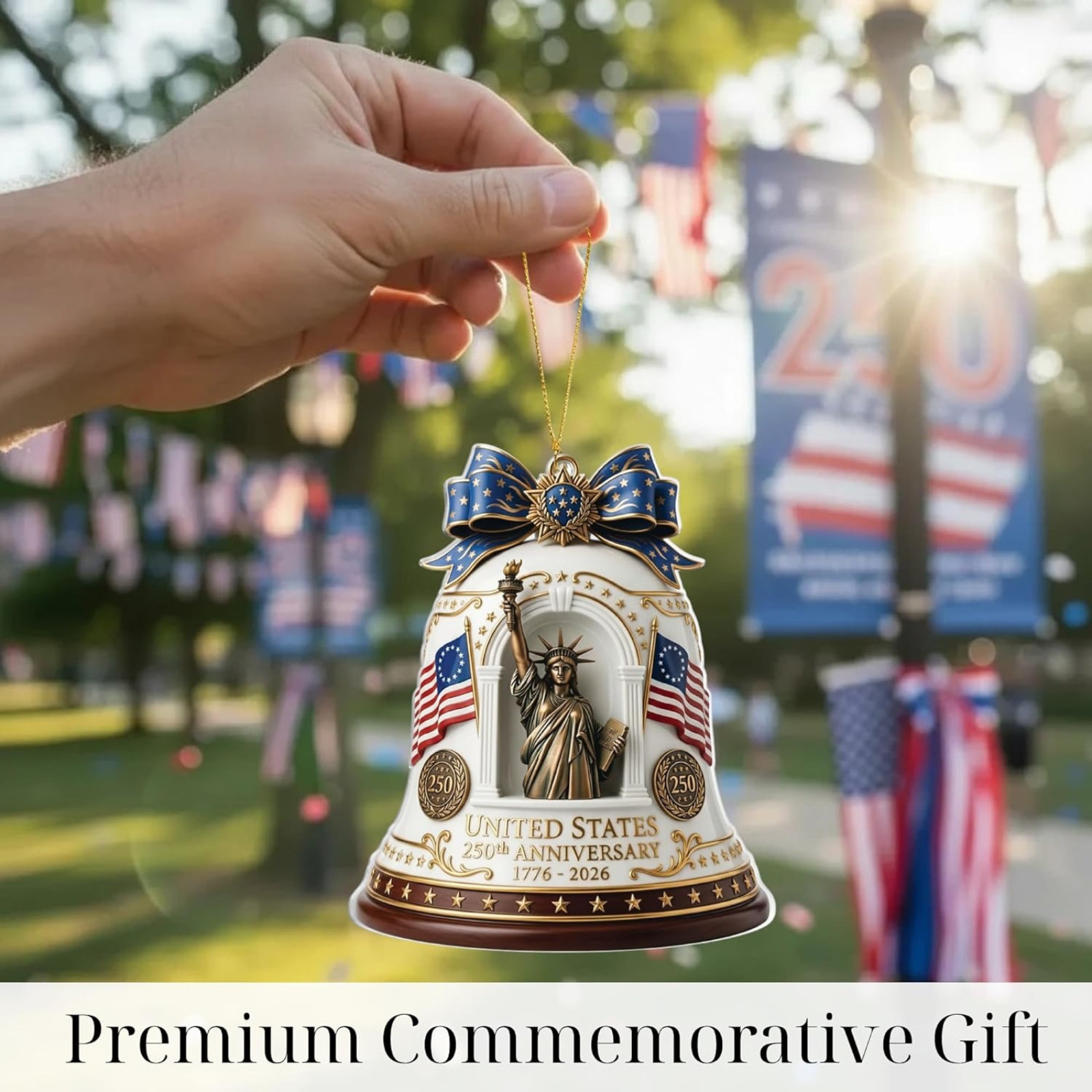 Patriotic Decorations 250 Anniversary USA Ornament – Statue of Liberty Bell, 4Th