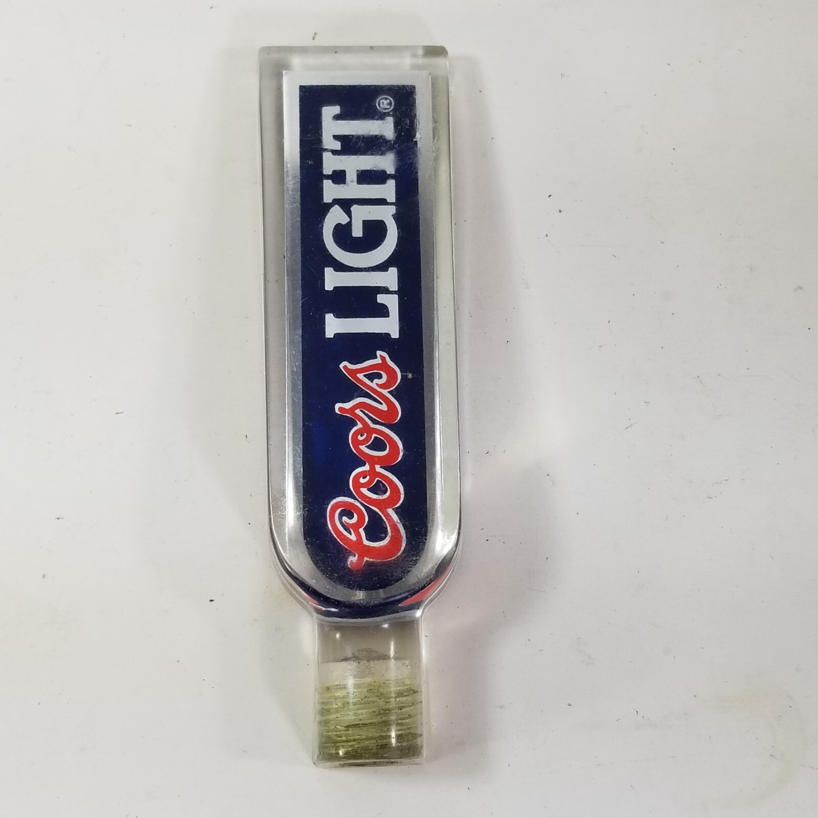 Vintage COORS LIGHT Blue Clear Lucite Acrylic Small 4.25″ beer tap handle
