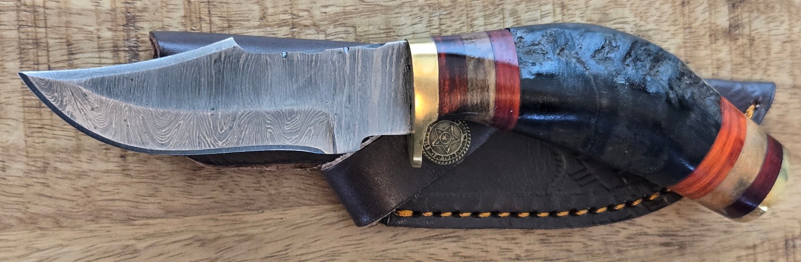 Damascus & D2 Steel Knife Bundle LOT, Filet Tracker Skinner Knives, Sheaths, USA