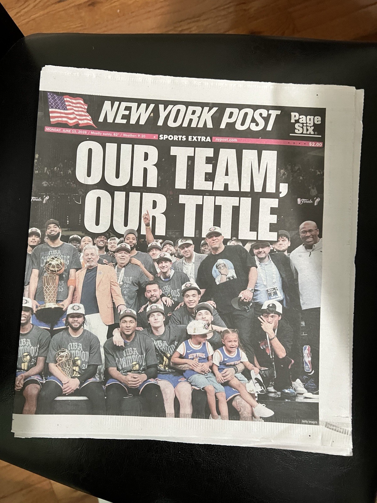 OUR TEAM OUR TITLE! KNICKS WIN NBA FINALS! New York Post 6/15/2026 BRAND NEW!