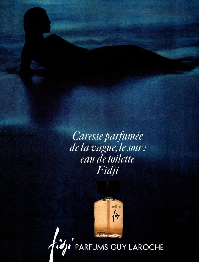 1970 FIDJI PERFUME PRINT AD, GUY LAROCHE, SEXY SILOUHETTE, FRAGRANCE PRINT AD