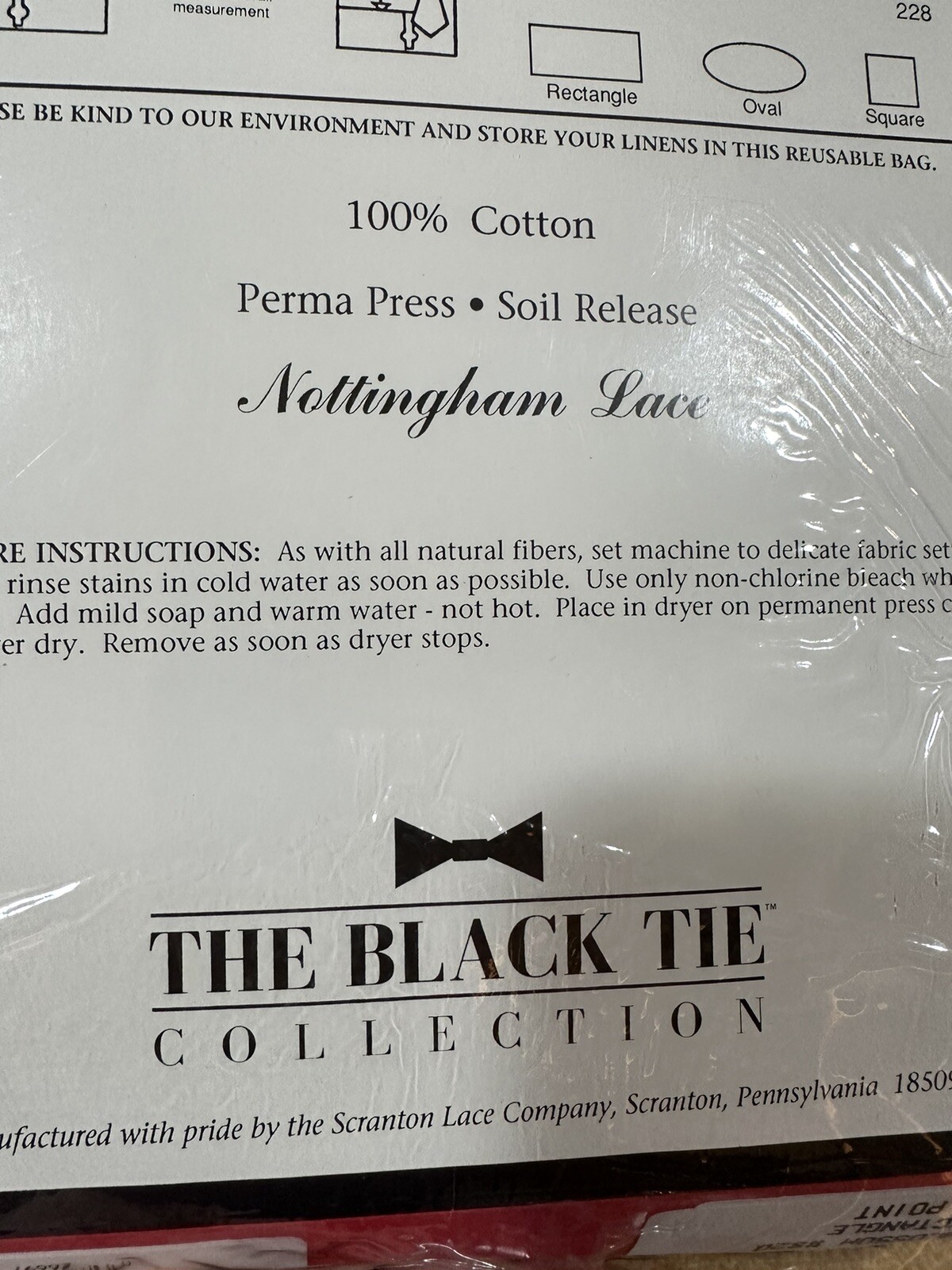 Lace White Tablecloth 52×70″ Rectangle NEW Nottingham Black Tie Country Blossom