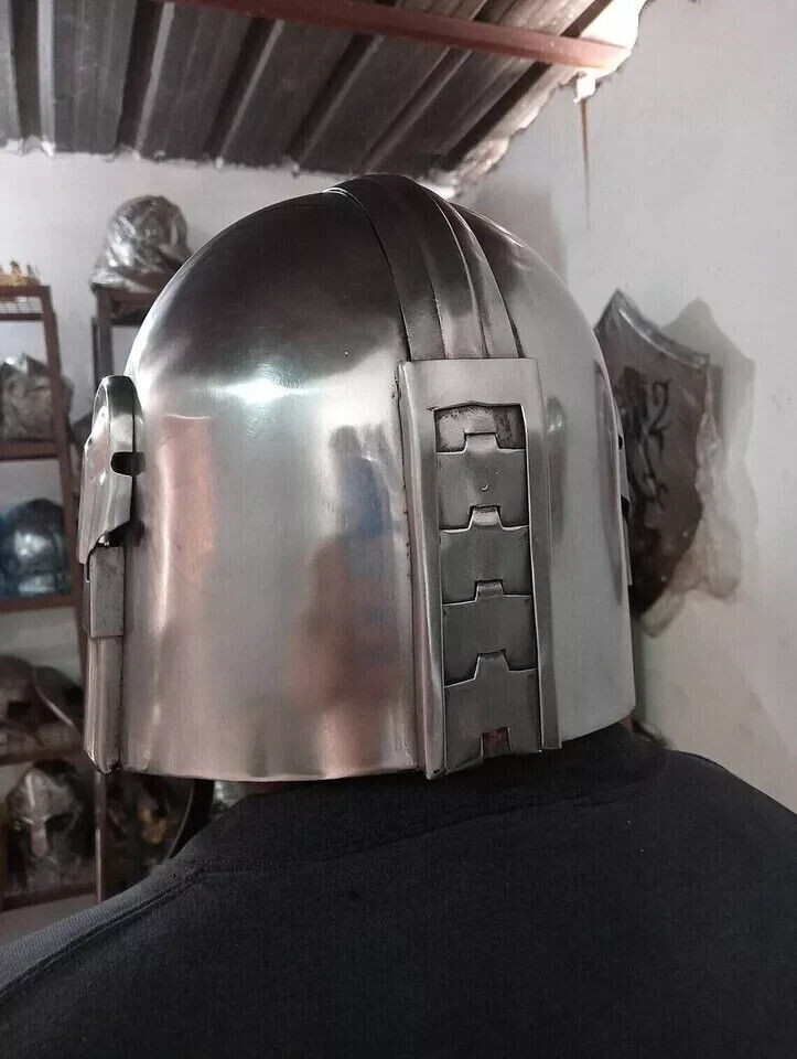 Mandaloriian 18 Guage Steel Medieval Vendel Viking Helmet Knight Armor Brass Hel