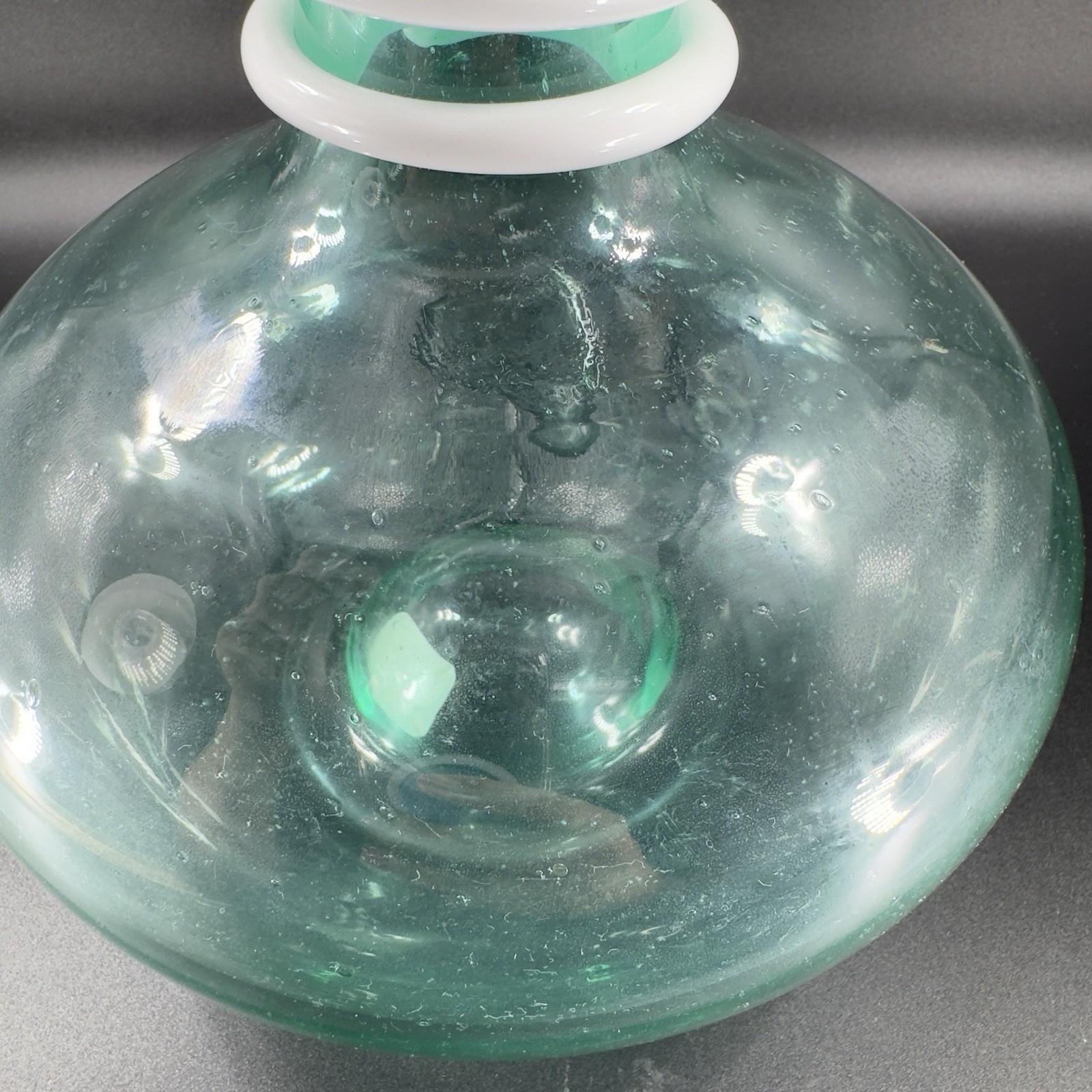 Paola Navone Riviera Crate And Barrel Glass Vase Carafe Decanter Green Signed