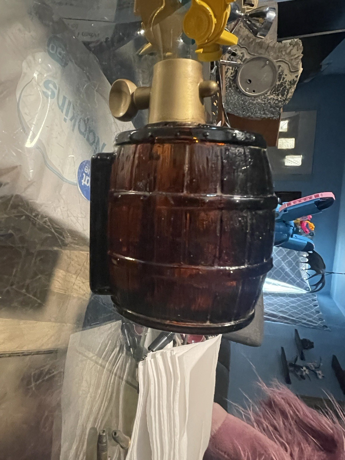 Barrel/Keg Wooden Decanter with Stopper Included, Dark Brown Wood Tone