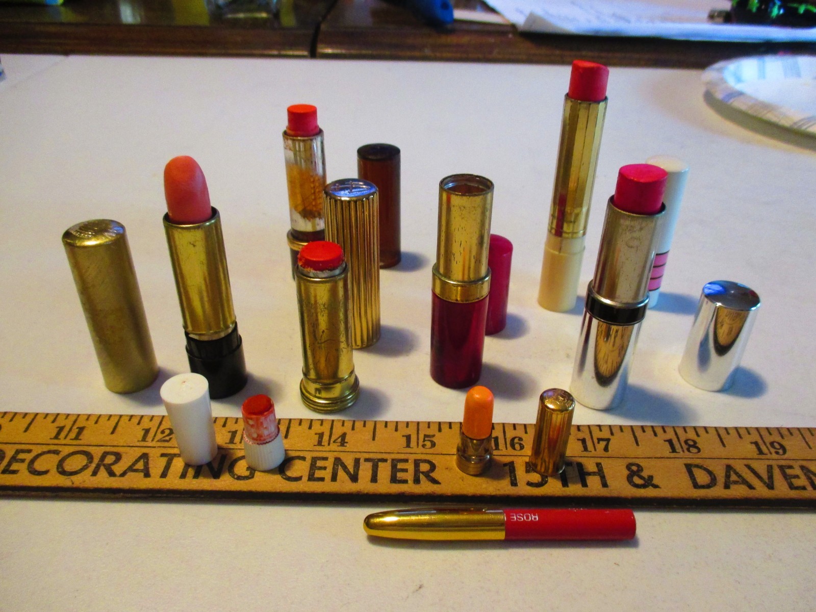 Vintage Lipstick Lot Metal and Plastic Tubes, 8 Tubes