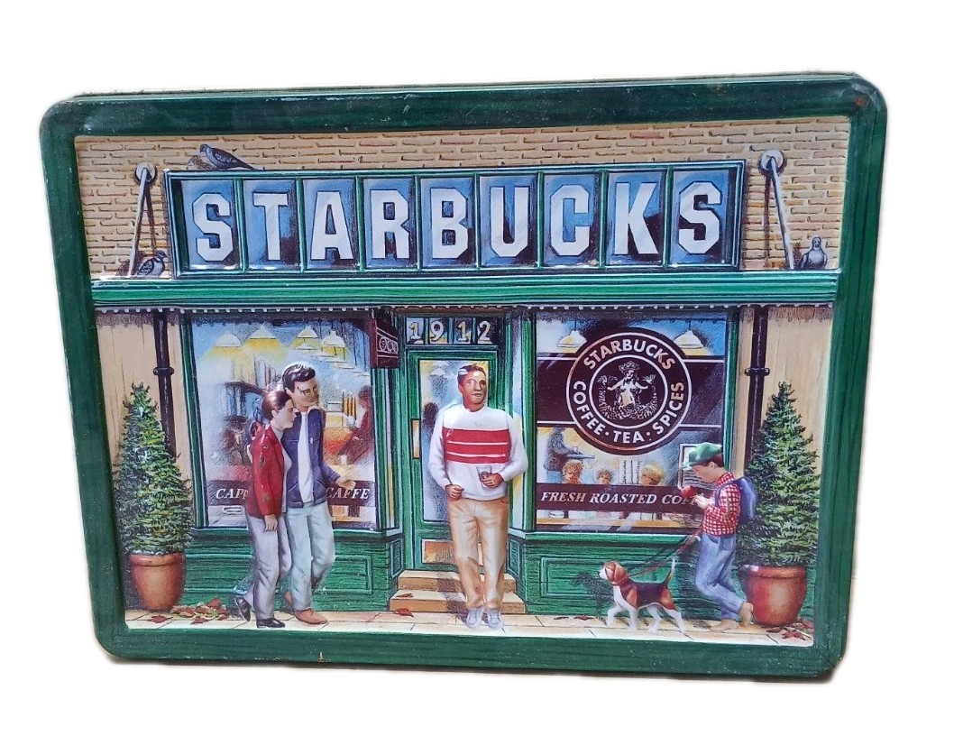 Starbucks Empty Tin 1999 3D Replica Of 1st Store Pike Place Market Seattle 1971