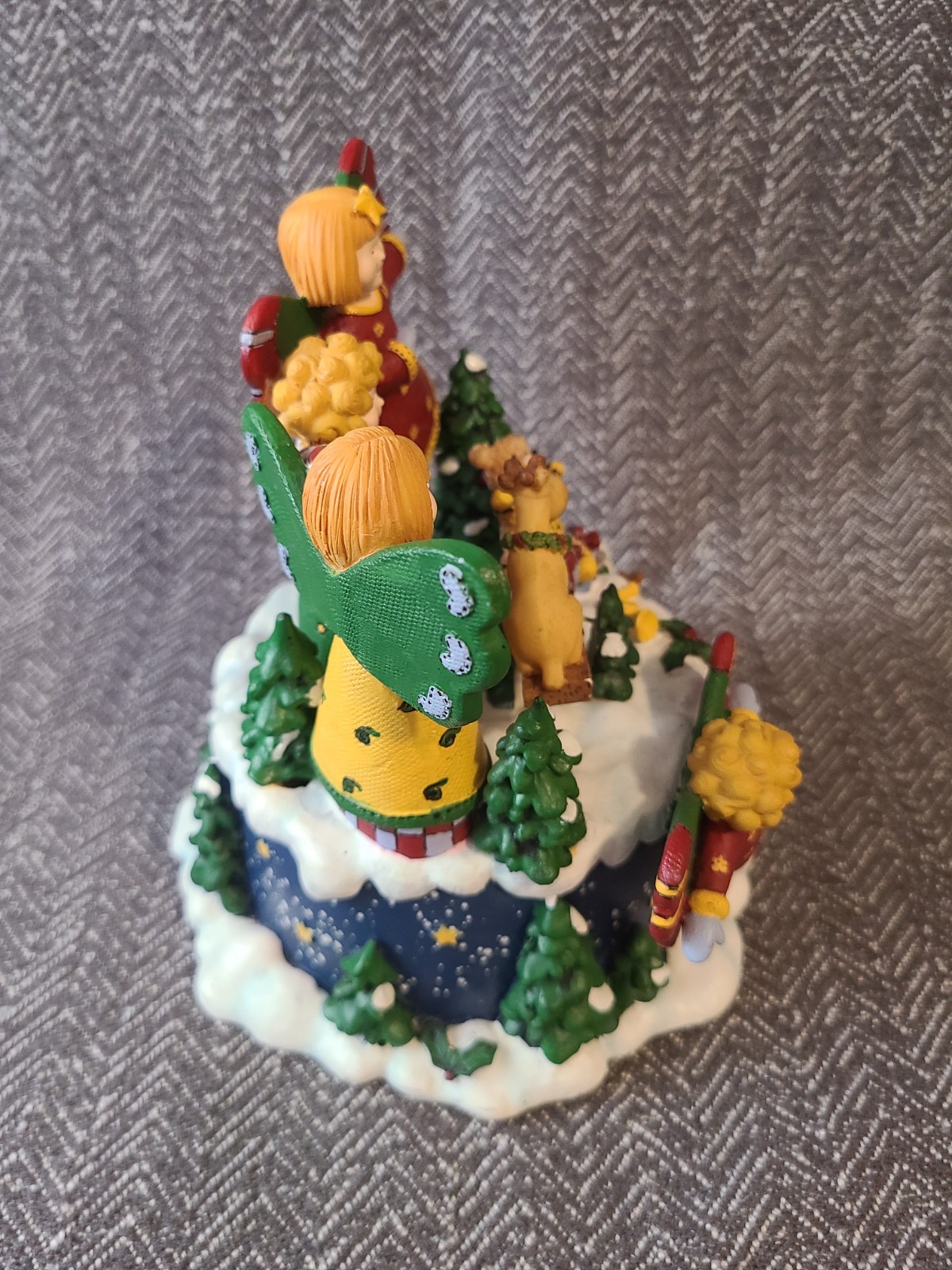 Vintage Studio Nova Christmas Patchwork Angel Music Box with lights and movement