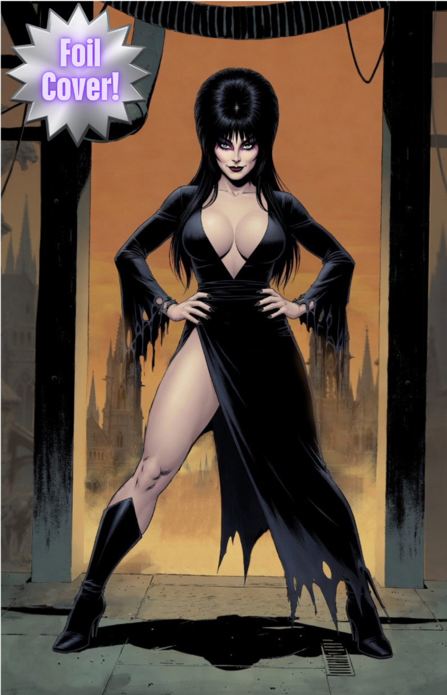 Foil VIRGIN COVER RISE: ELVIRA Absolute Batman Homage – 2 SIDED Ltd 100 w/CoA