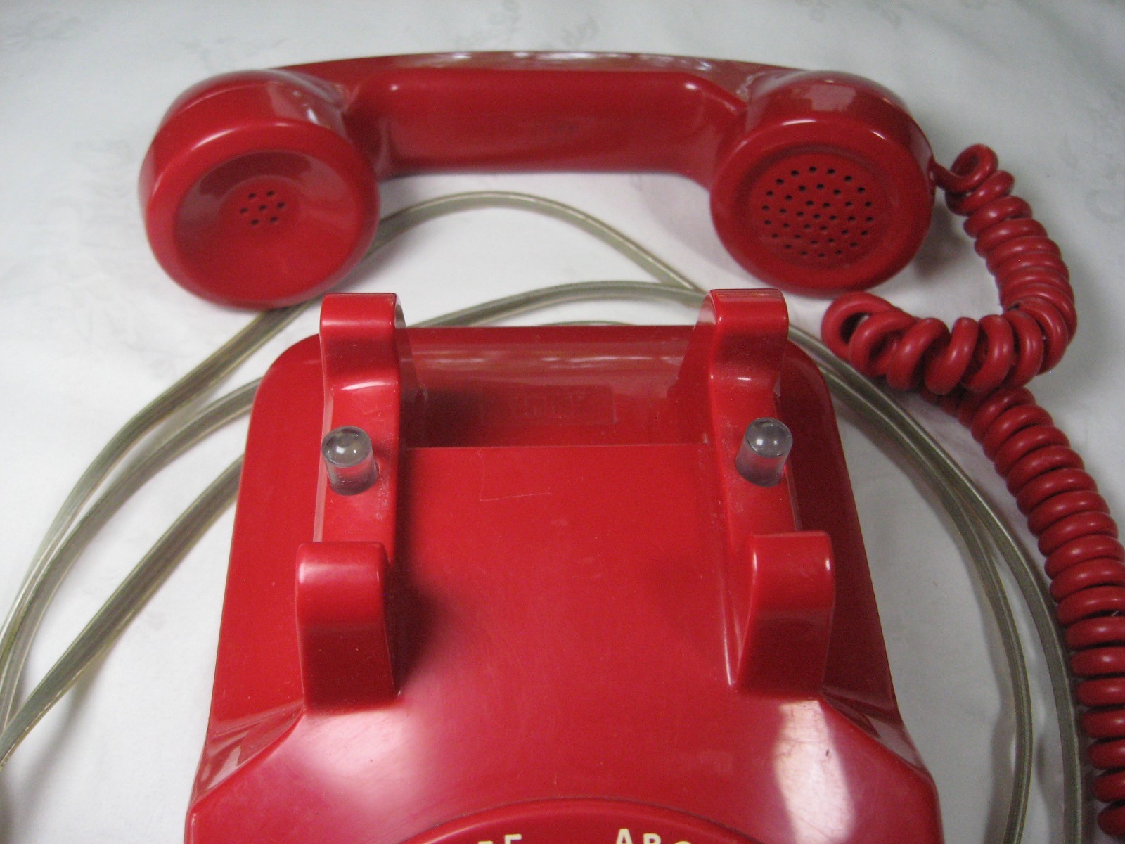 vintage ITT RED desktop rotary dial corded telephone phone Model 500 = WORKS !!
