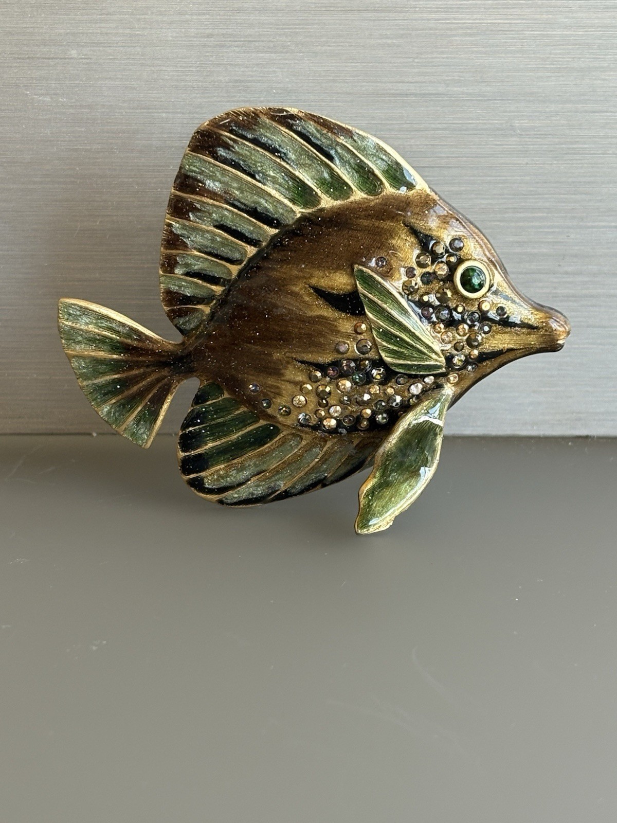 Jay Strongwater “Lustre Albert Yellowtang” fish figurine with Swarovski crystals