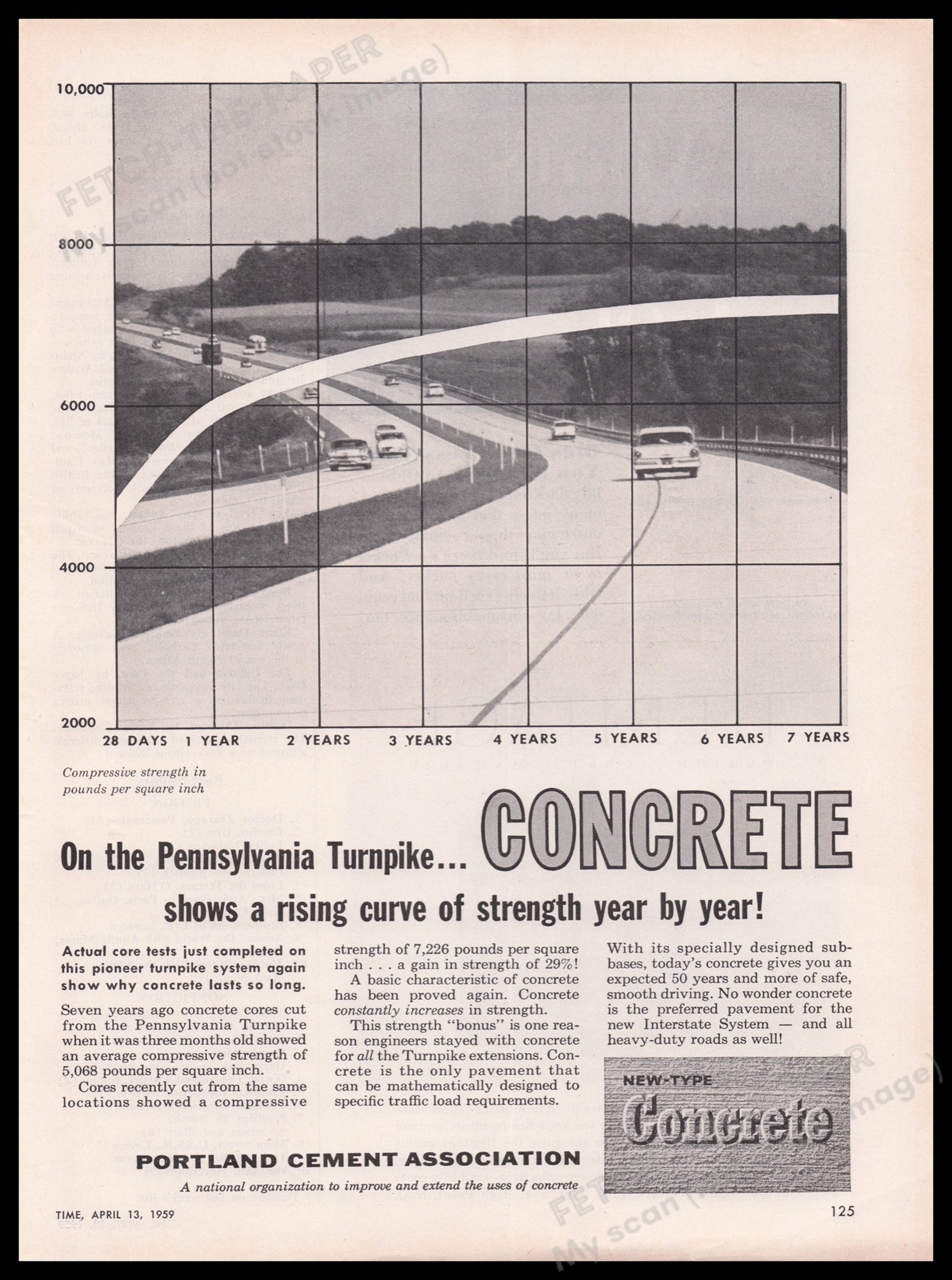 Portland Cement Assoc 1950s Print Advertisement Ad 1959 Pennsylvania Turnpike