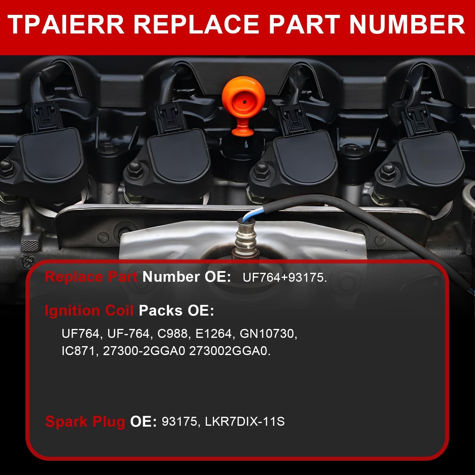 UF764 & 93175 Ignition Coil Pack and Iridium Spark Plugs Set of 4 OE Compatib…