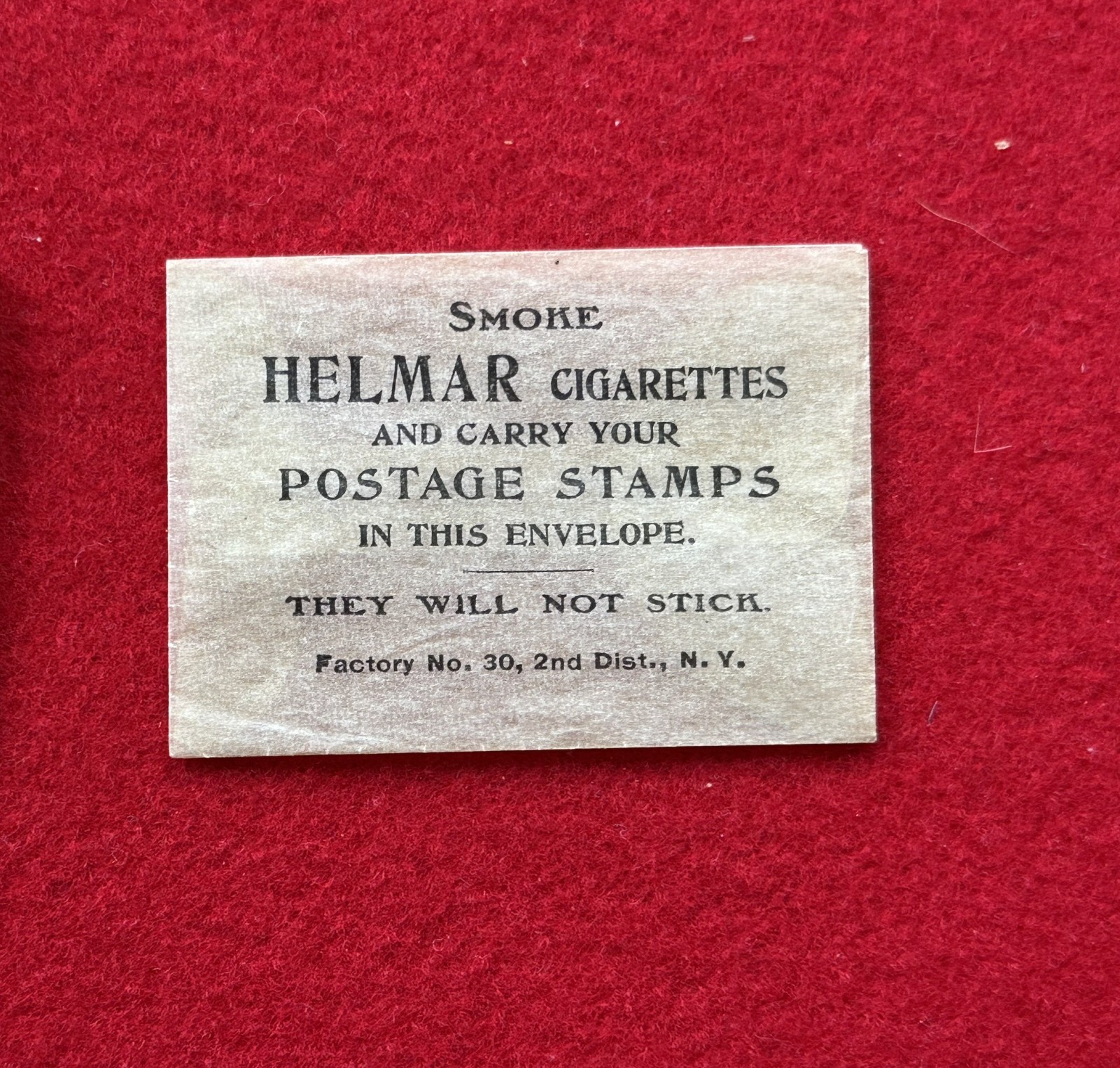 7 Original HELMAR Cigarettes Stamp Envelopes T332 Factory 7 & 30 Rare c1909