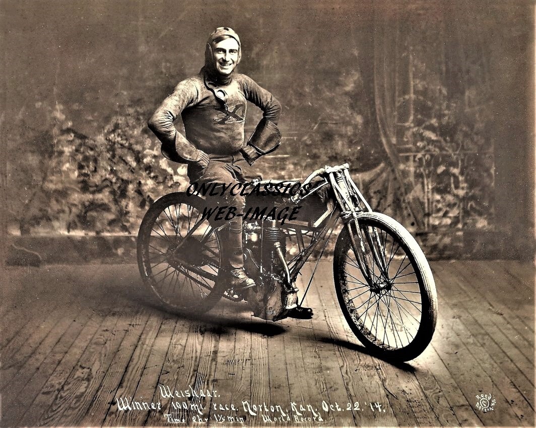 1914 BOARDTRACK EXCELSIOR MOTORCYCLE 8X10 PHOTO NORTON, KANSAS DAREDEVIL RACING