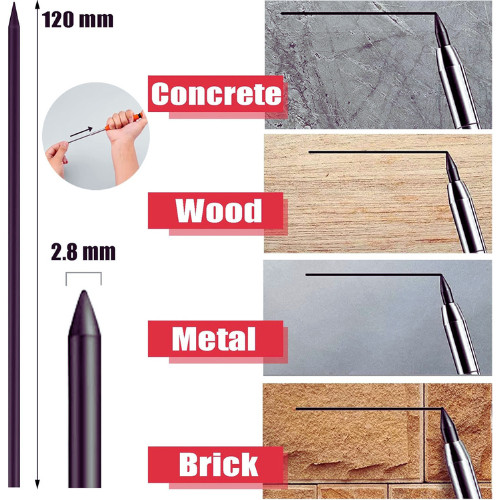 36 Pcs 2.8mm Pencil Lead Refills for Carpenter 1 Count (Pack of 36), Black