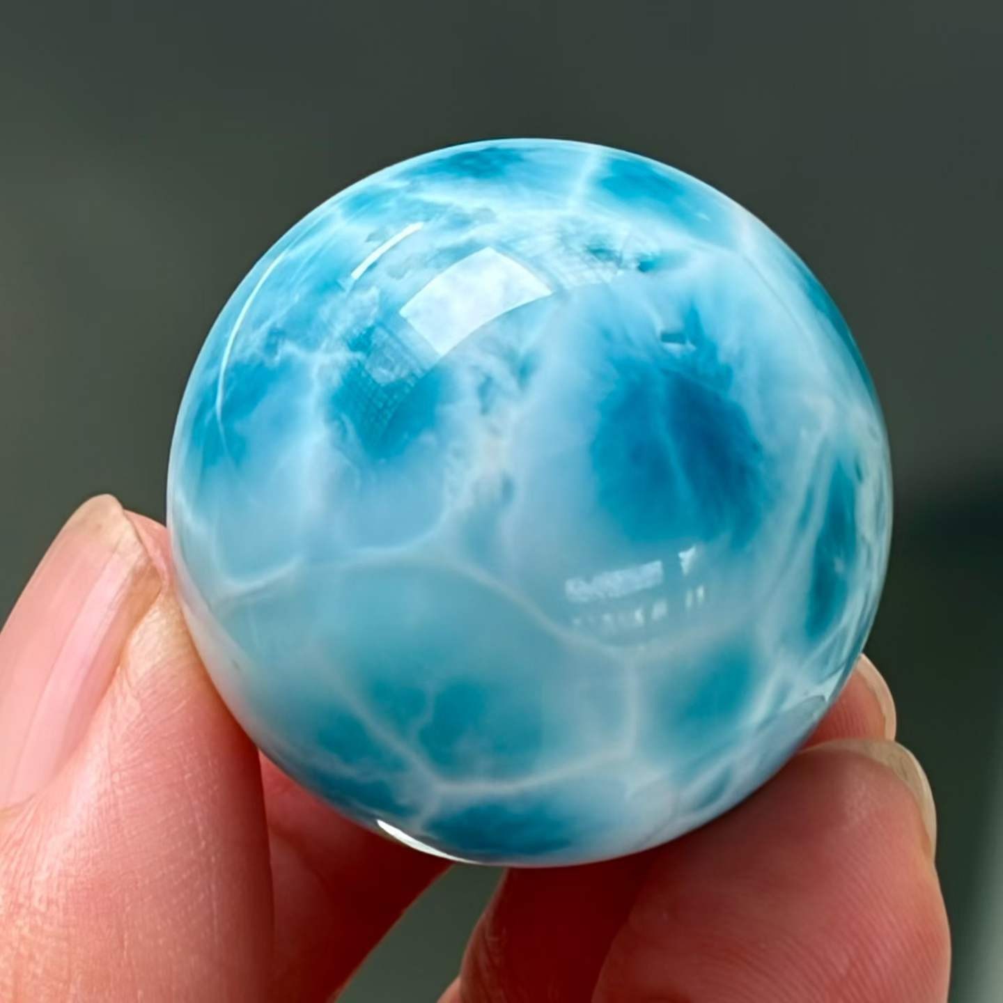 30mm Natural Larimar Gemstone sphere quartz polished ball Reiki energy