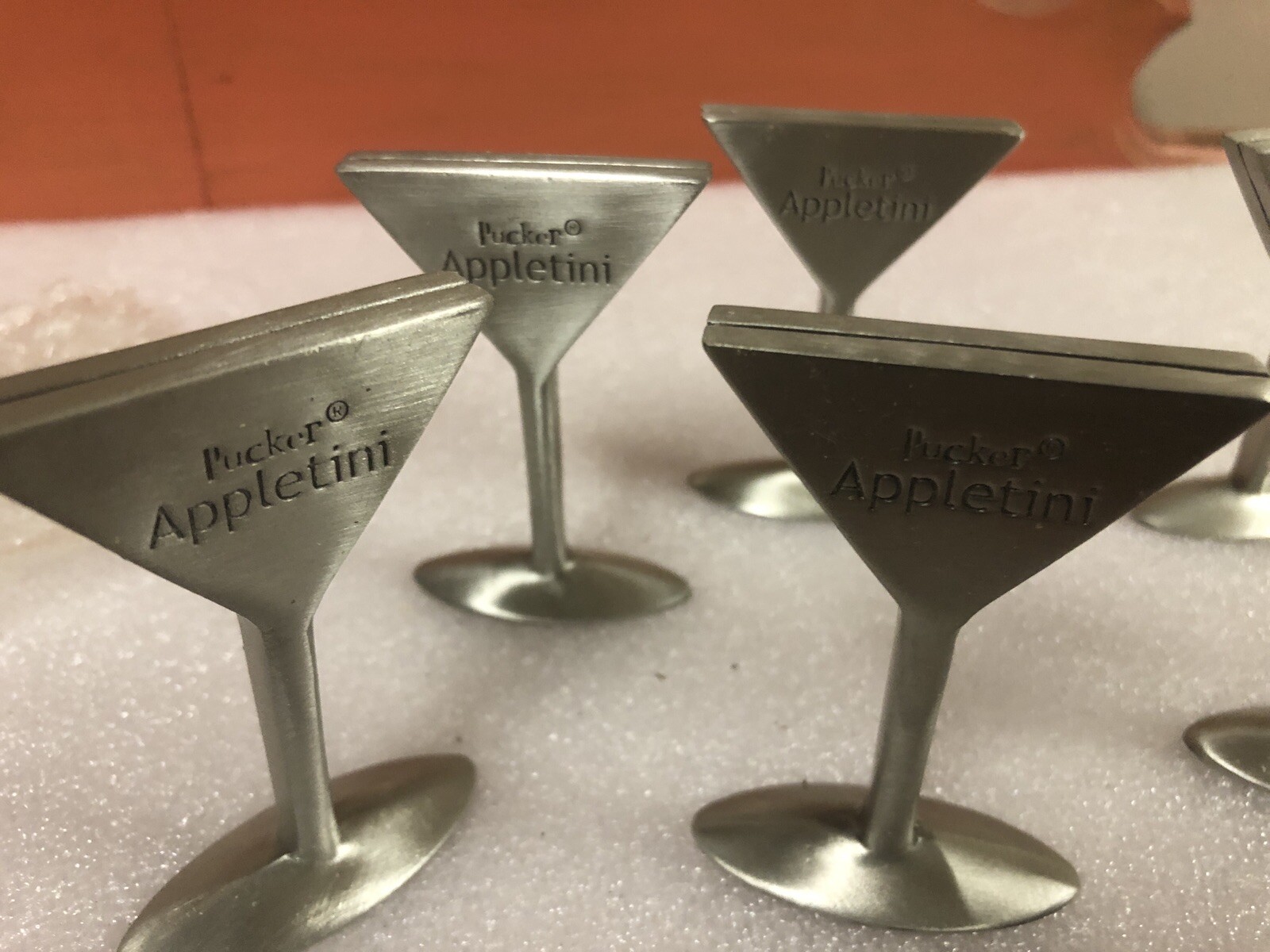 Lot 7 Martini vtg place card holders DeKuypers Pucker Appletini metal miniature