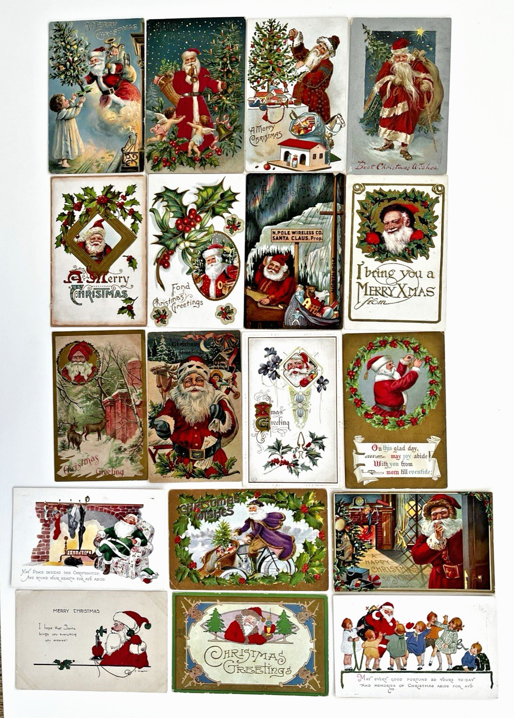 18 Lot Santa Claus Christmas Vintage Antique Postcards Early 1900s Most Embossed