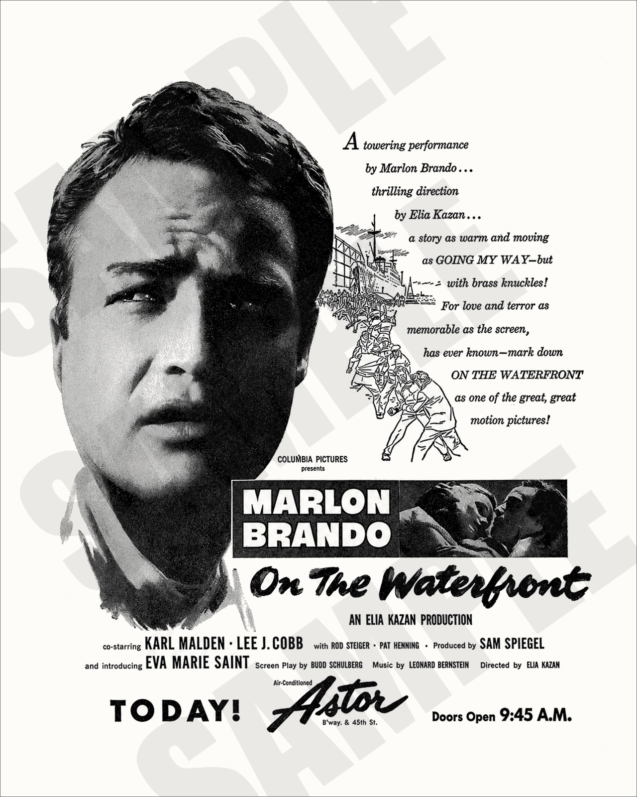 1954 On Waterfront Movie Astor Theatre in New York Newspaper Ad Repro 8×10 Photo