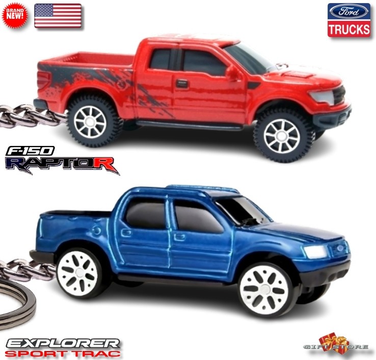 🎁🎄🚦🆕 2 KEY CHAIN LOT FORD F150 RAPTOR + EXPLORER SPORT TRAC 💕GREAT GIFT💕🎁