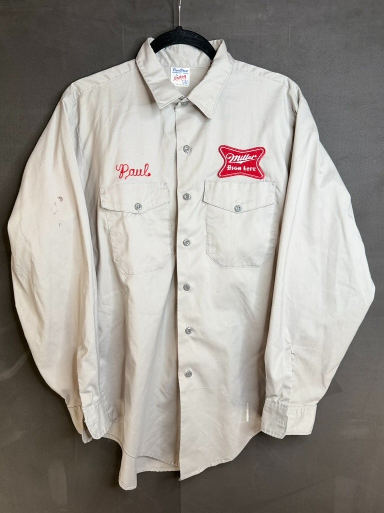 RARE VINTAGE MILLER HIGH LIFE BEER LONG SLEEVED WORK SHIRT RED KAP XL 🍺🍺🍺