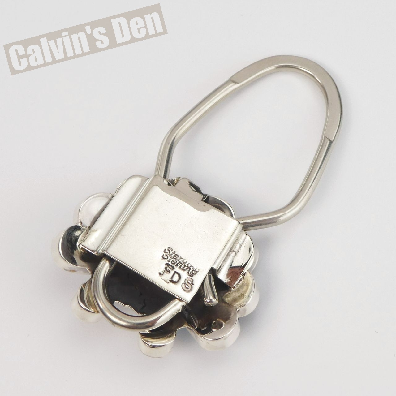 Zuni Sunface Keyring Sterling Silver Multi-Stone Inlay Frederick & Denise Suitza
