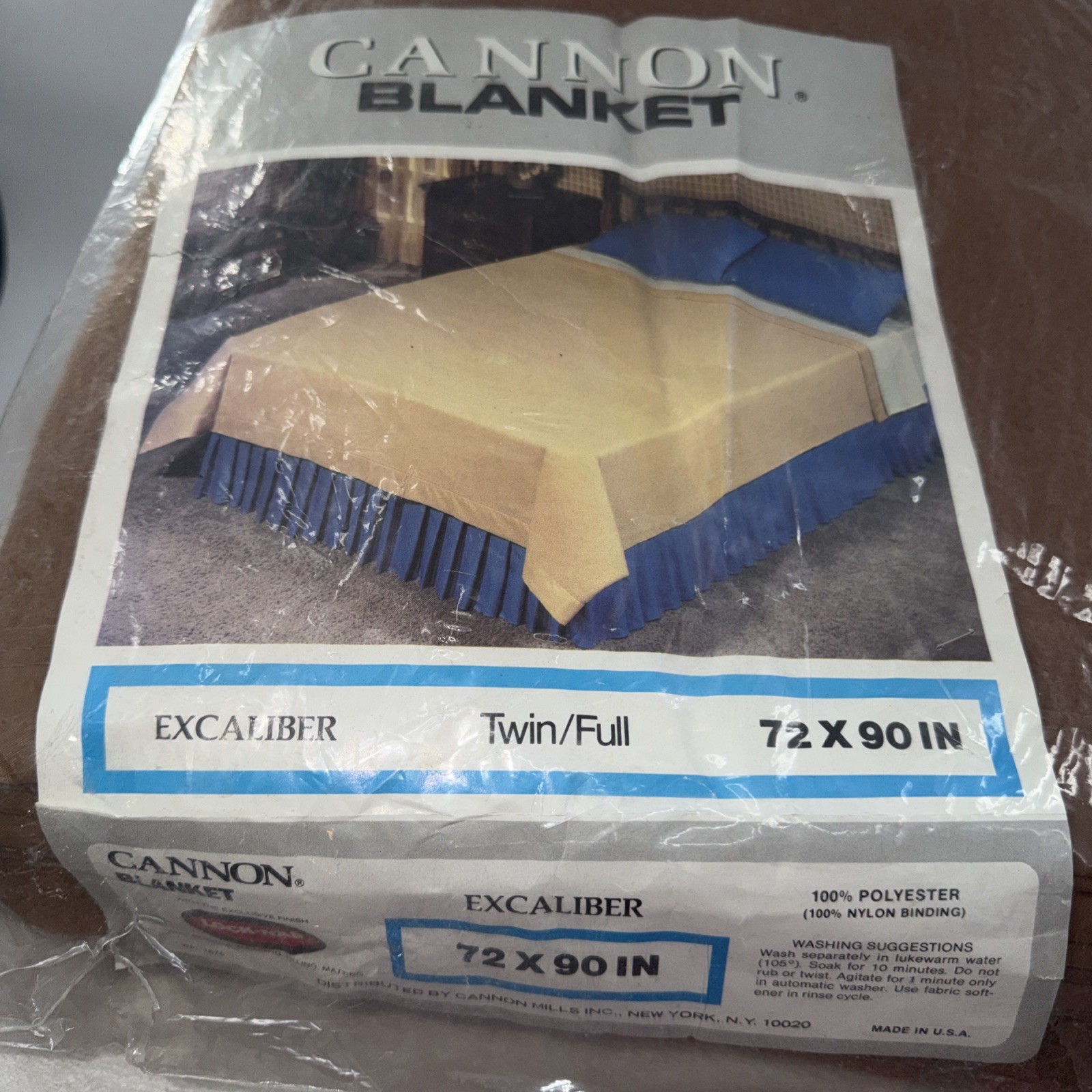 Cannon Brown Polyester Plymouth Blanket Twin/Full Nylon Satin Binding 72″X90″