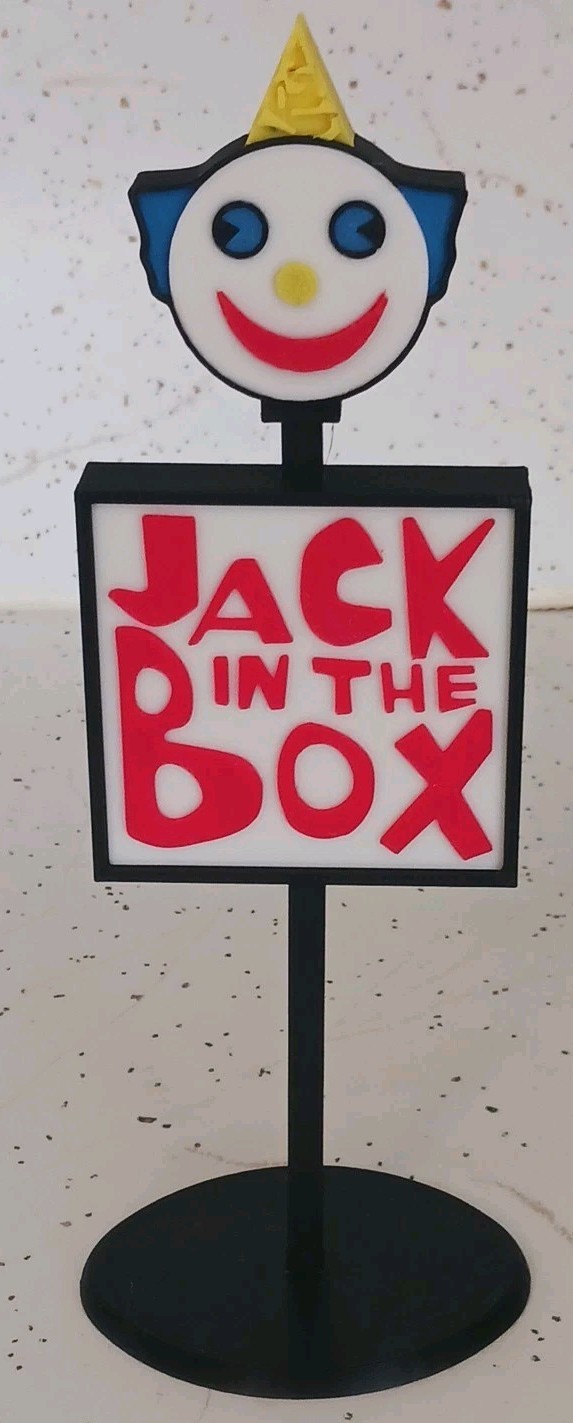 JACK IN THE BOX Old School LOGO Drive Thru Restaurant Sign. 3dPrinted. 8″ Tall.