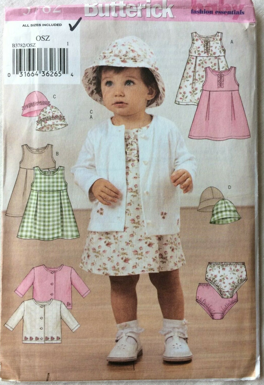 Butterick 3782 UNCUT Infants’ Small, Medium, Large, XLarge Jacket, Dress Pattern