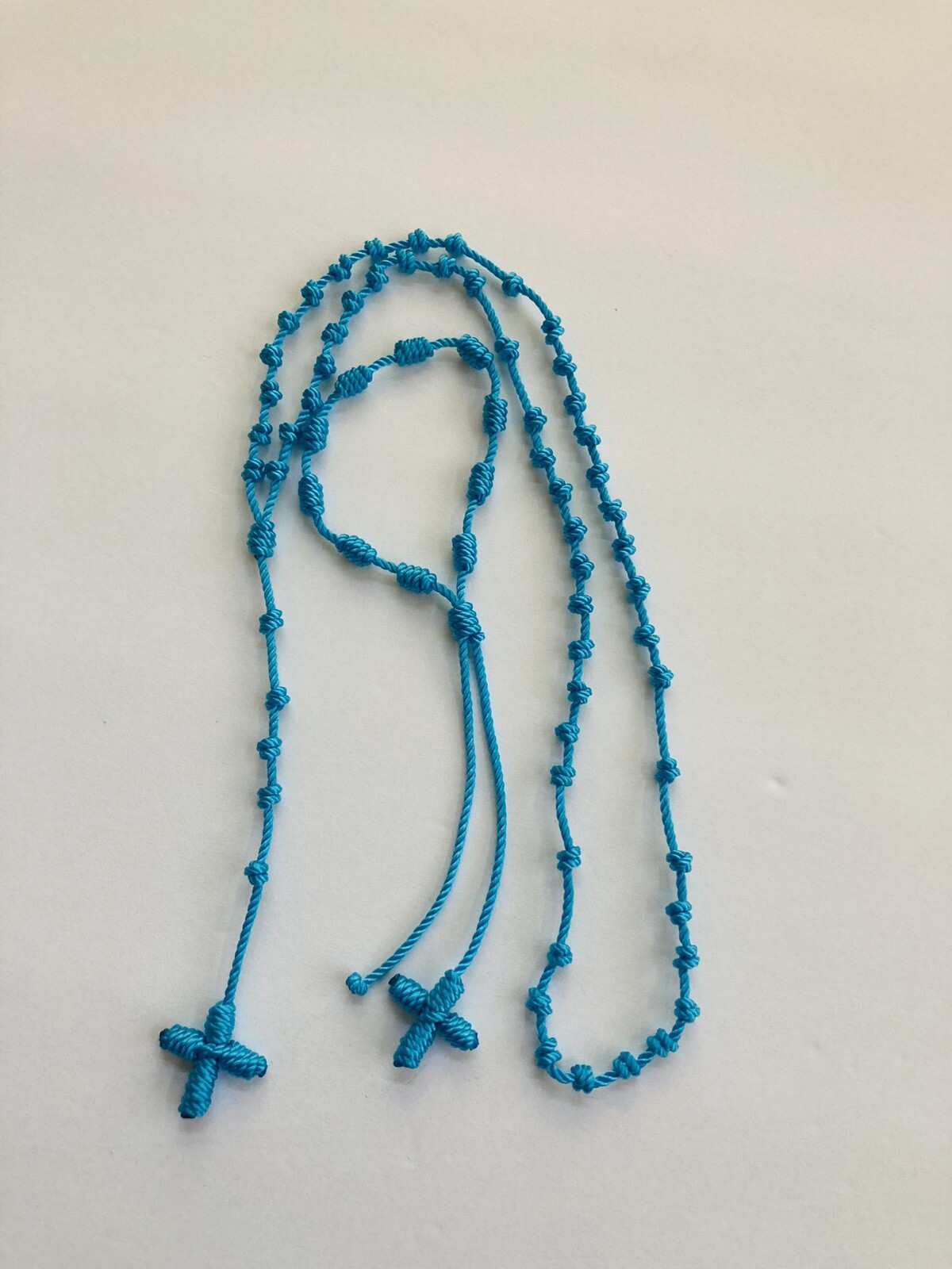 2 Knotted Nylon Cord Blue Rosary And 2 Rosary Bracelet Handmade For 18.99