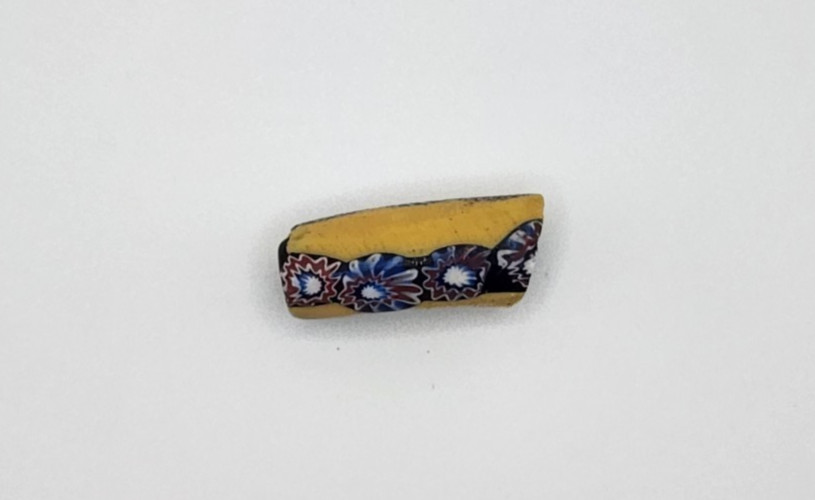 African Trade Bead Millefiori Yellow Blue Red White