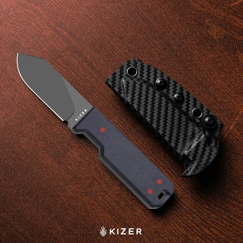 Kizer Cutlery Abrams Fixed Knife 3.13″ CPM-3V Steel Blade Richlite/CF Handle