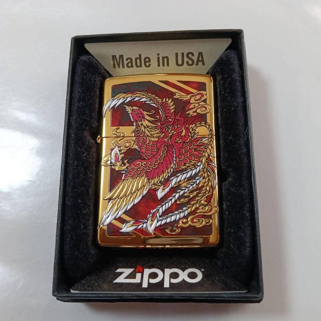 Zippo Customized Metal Phoenix Red Marble Regular Lighter