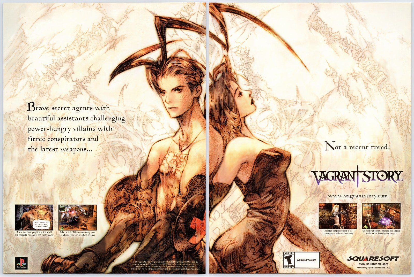 Vintage Print Ad 2000 Vagrant Story PS1 RPG SquareSoft Original Promo Poster Art