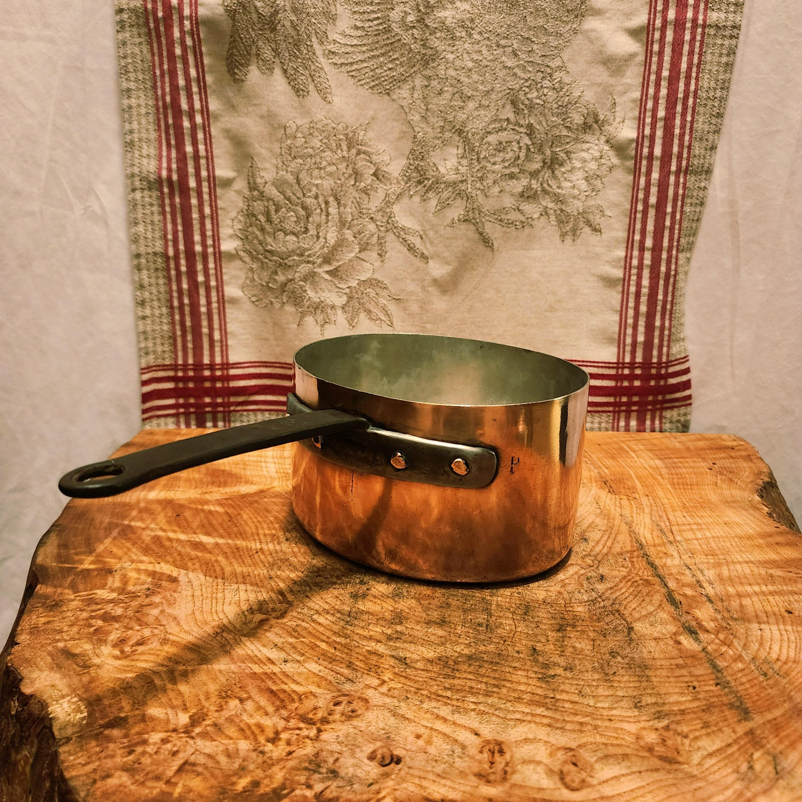 Antique French Copper French Braisière-Oval Saucepan 17x14cm or 6.75×5.5 inches