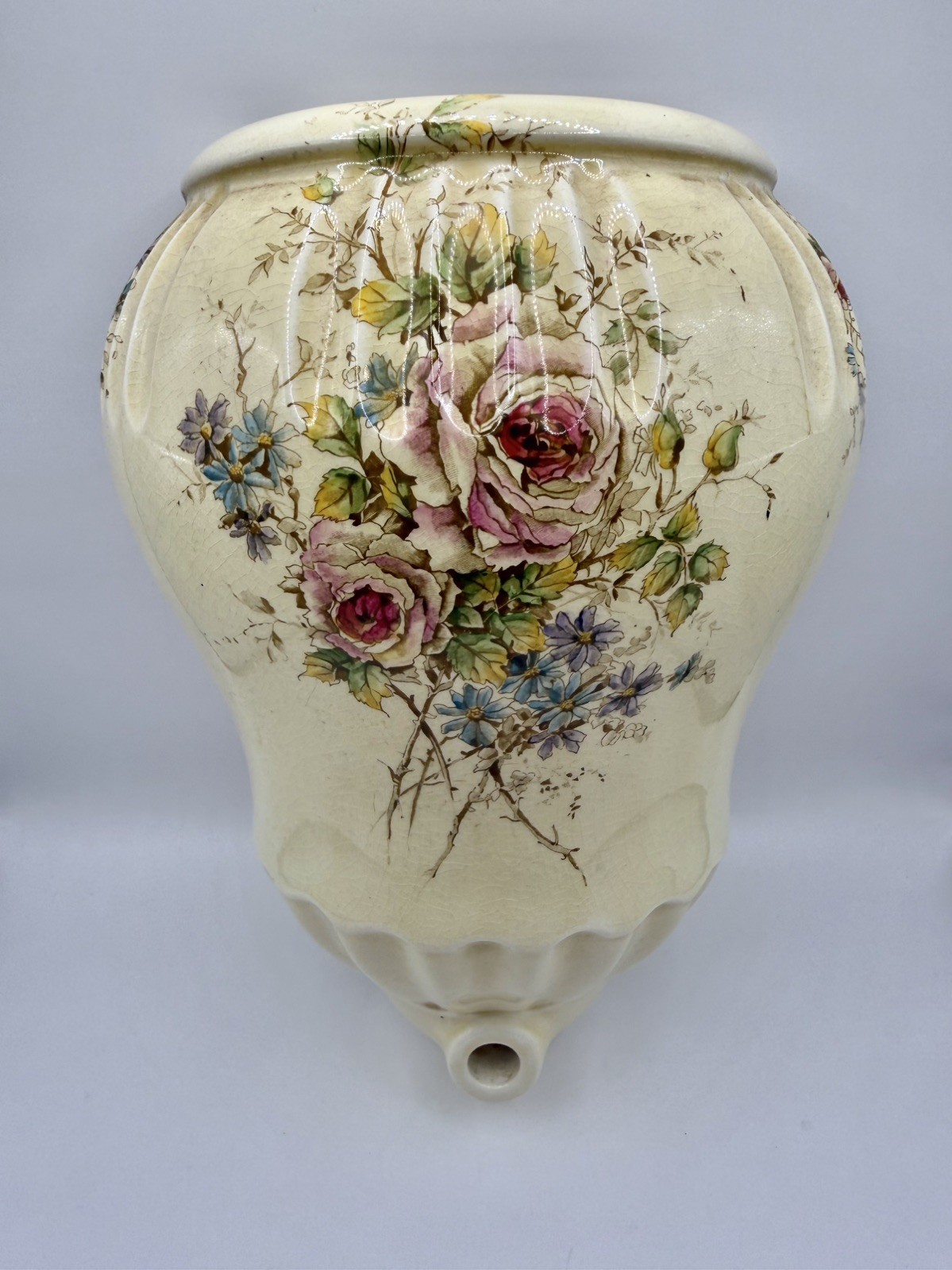 Vintage Royal Winton Staffordshire Wall Mount Water Cistern Spout Floral Rose
