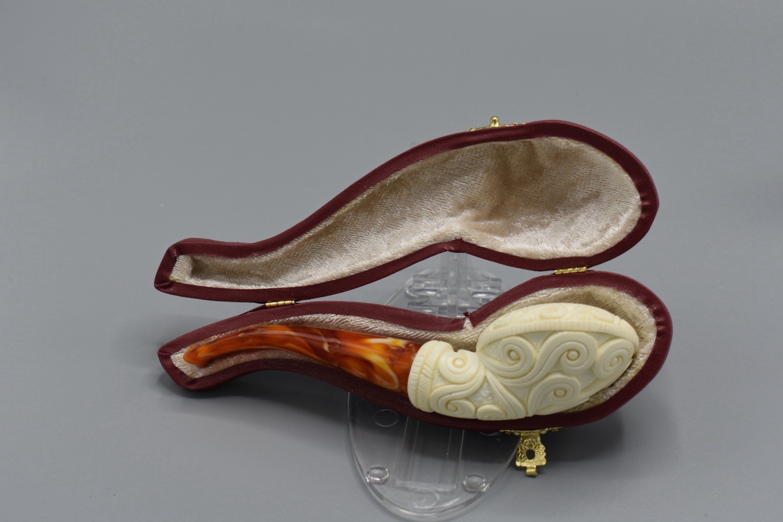 Ornate Squad Rhodesian Pipe By EGE -new-block Meerschaum Handmade W Case#37