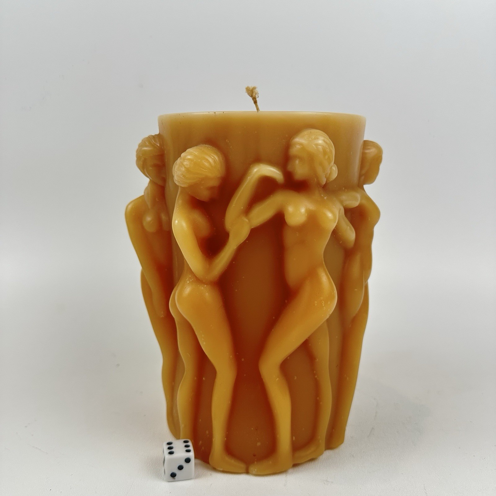 Vintage Wax Candle 3D “Bacchantes” Women Ladies Dancing Together Toffie 8” Love